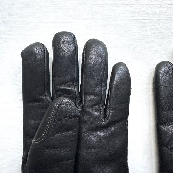 HUDSON'S BAY Gloves Genuine Leather Thinsulate Insulation Lining black gloves M - Picture 6 of 9